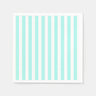 Serviette En Papier Bandes de bonbons turquoise et blanche