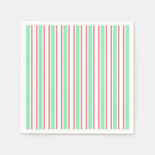 Serviette En Papier Bandes de bonbons vert, rose et blanc à la menthe