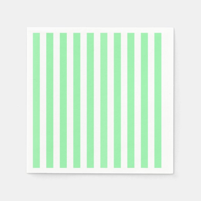 Serviette En Papier Bandes de bonbons vertes et blanches (Devant)