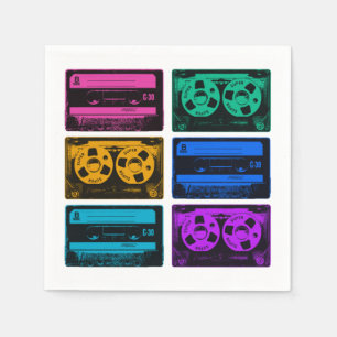 Serviette En Papier Bandes de cassettes colorées rétro
