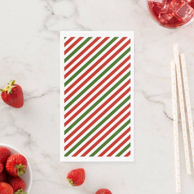 Serviette En Papier bandes de couleur de Noël, (En situation)