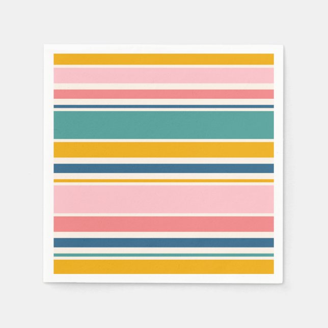 Serviette En Papier Bandes de couleurs à thème de plage (Devant)