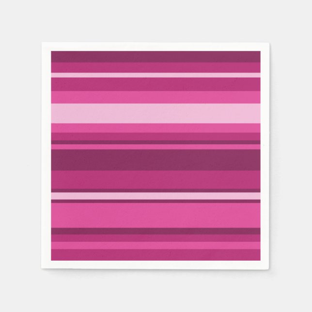Serviette En Papier Bandes de Fuschia (Devant)