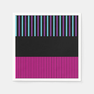 Serviette En Papier Bandes de pop couleur - rose, pourpre, bleu et noi