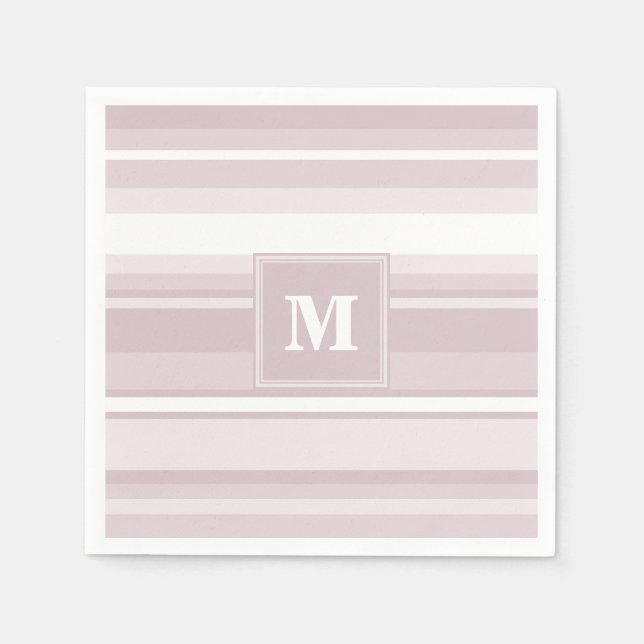 Serviette En Papier Bandes de quartz roses monogrammes (Devant)