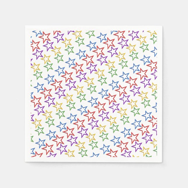 Serviette en papier - Bandes d'étoiles colorées (Devant)