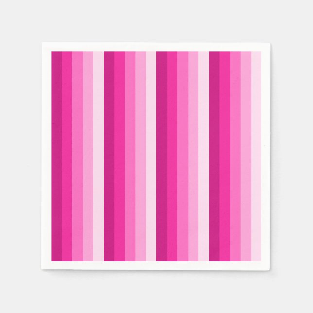 Serviette En Papier Bandes d'ombre rose chaud (Devant)