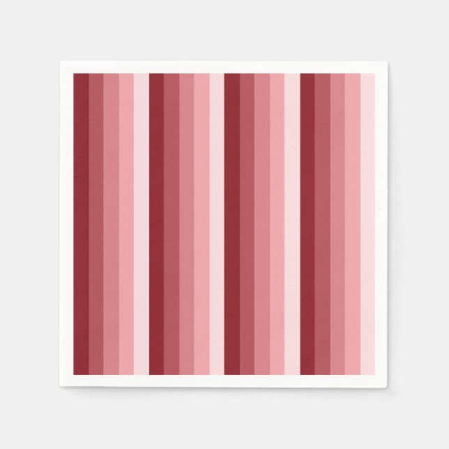 Serviette En Papier Bandes d'ombre rouges (Devant)