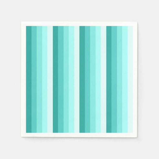 Serviette En Papier Bandes d'ombre turquoise (Devant)