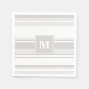 Serviette En Papier Bandes gris clair monogrammes