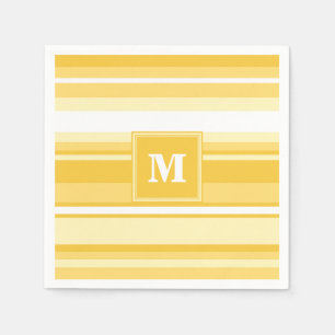 Serviette En Papier Bandes jaunes monogrammes