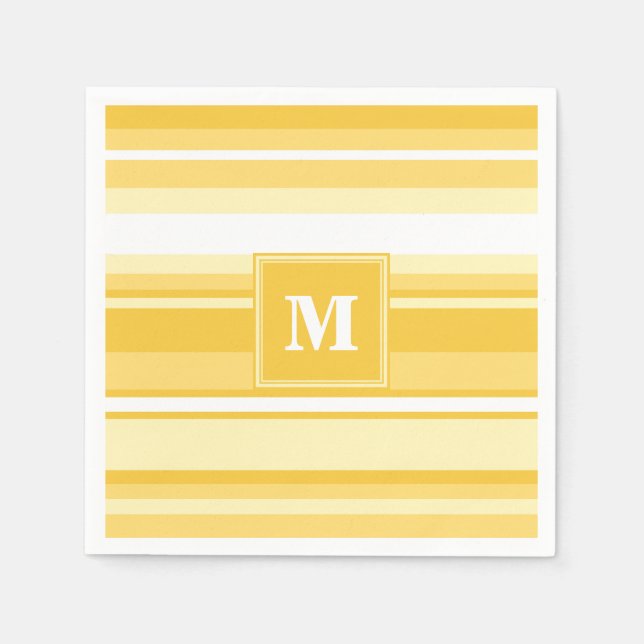 Serviette En Papier Bandes jaunes monogrammes (Devant)
