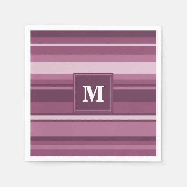 Serviette En Papier Bandes mauve monogrammes (Devant)