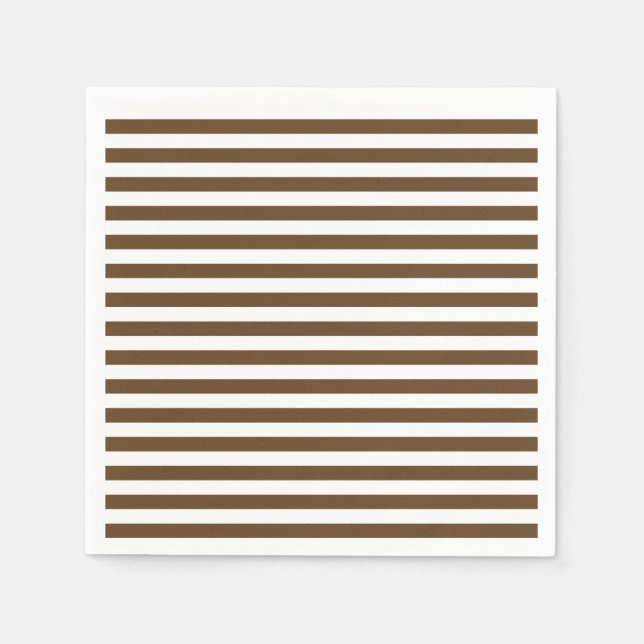 Serviette En Papier Bandes minces - Blanc et Brown foncé (Devant)