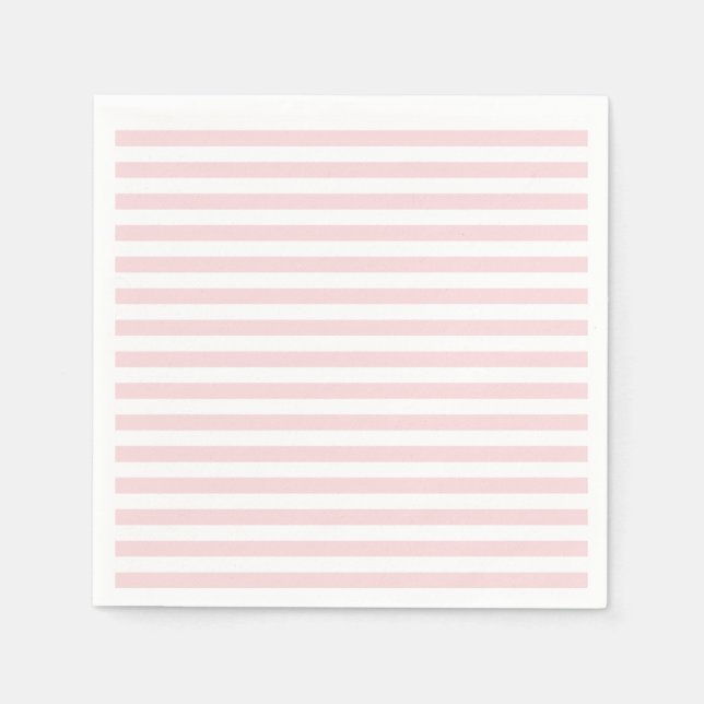Serviette En Papier Bandes minces - Blanc et rose pâle (Devant)