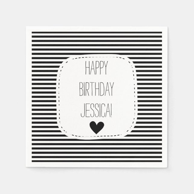 Serviette En Papier Bandes noires et blanches (Devant)