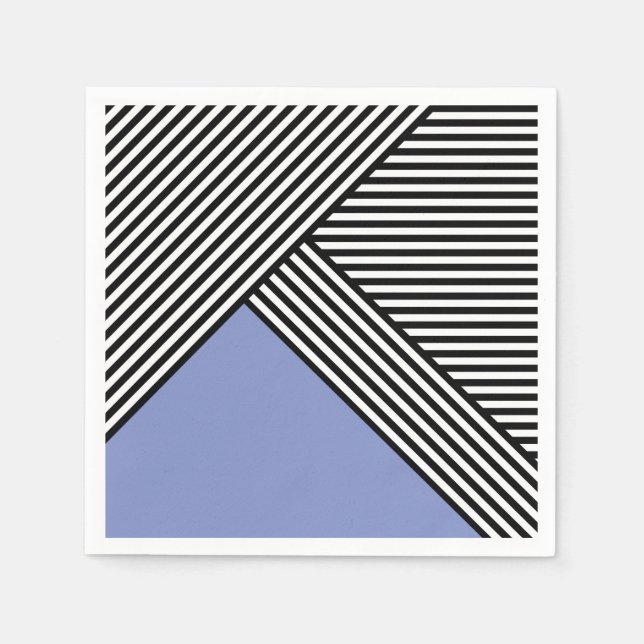 Serviette En Papier Bandes noires et blanches avec triangle bleu (Devant)