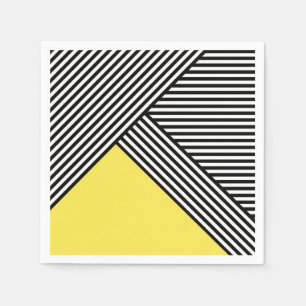 Serviette En Papier Bandes noires et blanches avec triangle jaune
