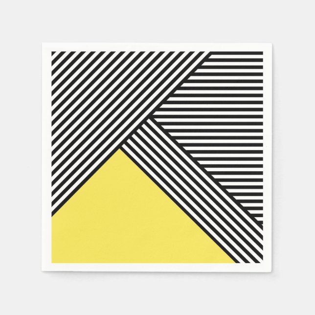 Serviette En Papier Bandes noires et blanches avec triangle jaune (Devant)
