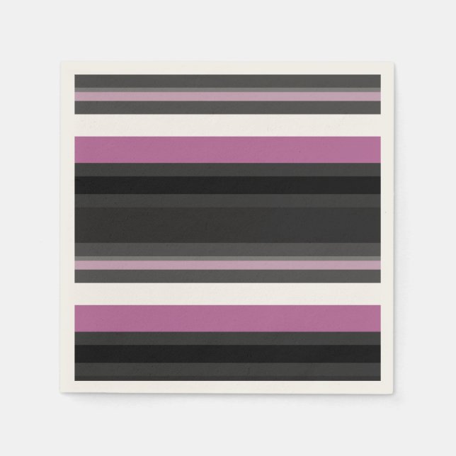 Serviette En Papier Bandes noires, grises et blanches (Devant)