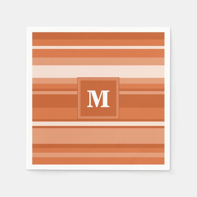 Serviette En Papier Bandes orange monogrammes (Devant)