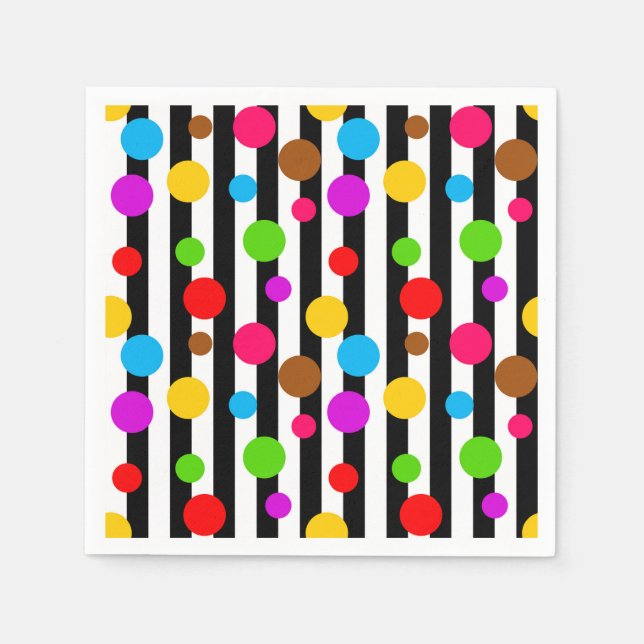 Serviette En Papier Bandes Pois colorées (Devant)