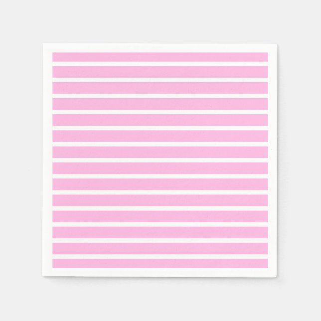 Serviette En Papier Bandes roses et blanches (Devant)