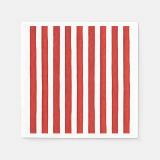 Serviette En Papier Bandes rouges et blanches
