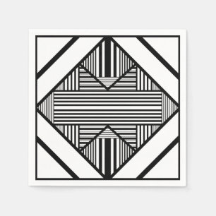 Serviette En Papier Bandes triangulaires 2 en noir et blanc