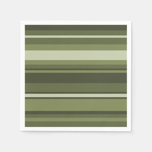 Serviette En Papier Bandes vert olive (Devant)