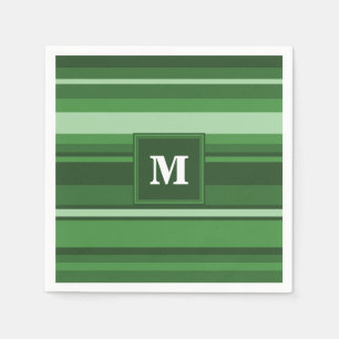 Serviette En Papier Bandes vertes monogrammes