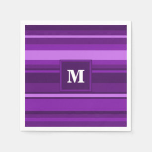 Serviette En Papier Bandes violettes monogrammes