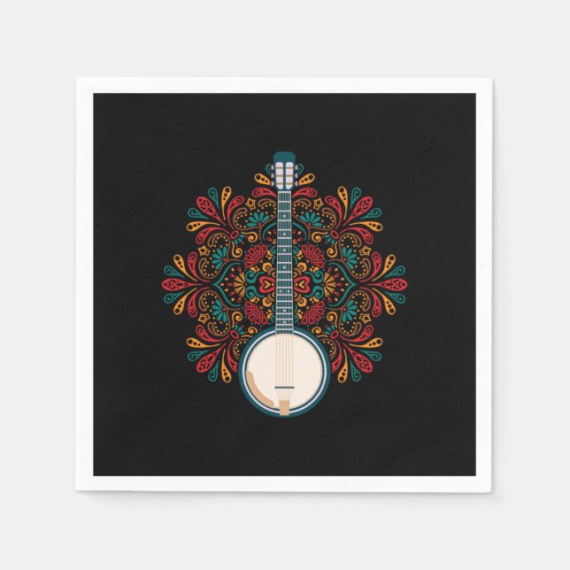 Serviette En Papier Banjo Instrument acoustique Pays Musique Bleu Cade (Devant)