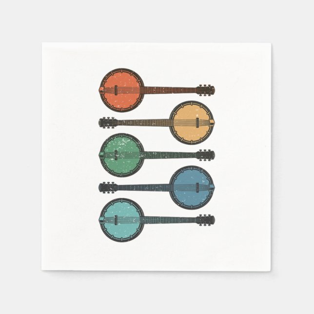 Serviette En Papier Banjo Instrument Pays Musique Acoustique Bleu Cade (Devant)