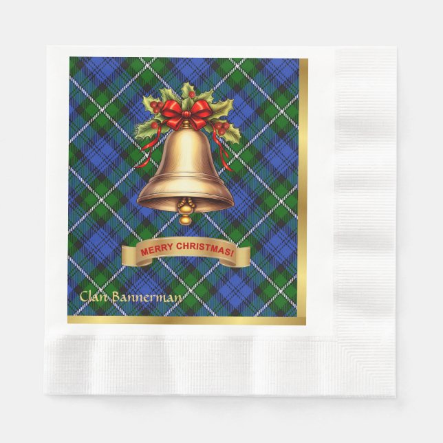 Serviette En Papier Bannerman personnalisé Tartan Noël (Devant)