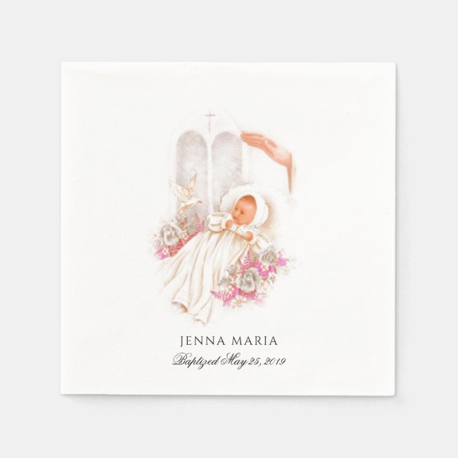 Serviette En Papier Baptême bébé baptême Christening Religion Traditio (Devant)