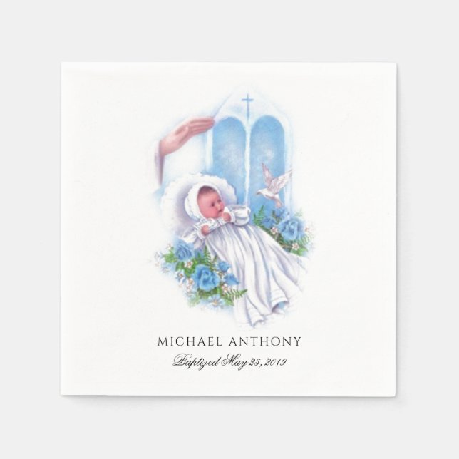 Serviette En Papier Baptême bébé baptême Christening Religion Traditio (Devant)