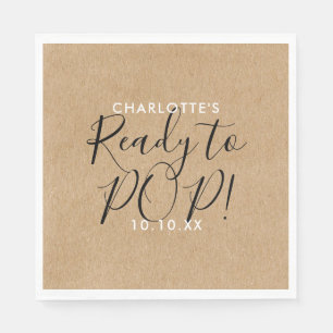 Serviette En Papier Baptême bébé chic kraft rustique prêt à éclater éc