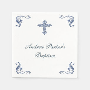 Serviette En Papier Baptême bleu personnalisé/serviettes de Baby showe