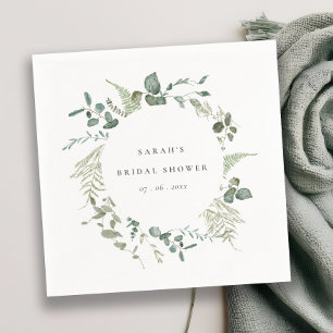 Serviette En Papier Baptême Botanique Aquarelle Eucalyptus