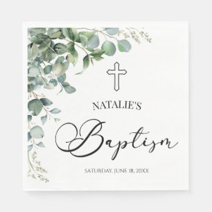 Serviette En Papier Baptême botanique Feuille d'Eucalyptus vert