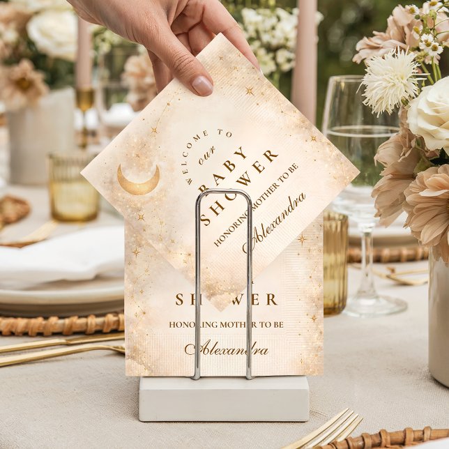 Serviette En Papier Baptême Céleste Ivoire Or (Créateur téléchargé)