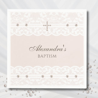 Serviette En Papier Baptême chrétien de croix élégante