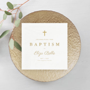 Serviette En Papier Baptême classique de Parties scintillant d'or