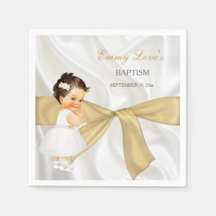 Serviette En Papier Baptême de bébé fille Christening Arc en or