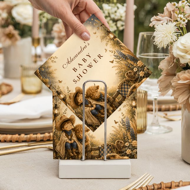 Serviette En Papier Baptême de bébé garçon occidental Boho (Créateur téléchargé)