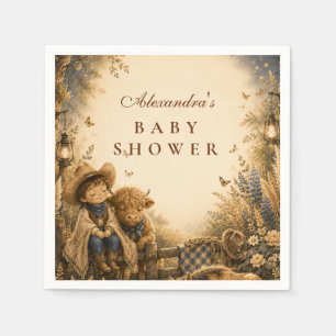 Serviette En Papier Baptême de bébé garçon occidental Boho