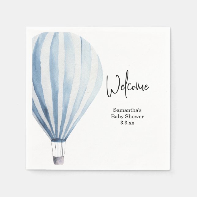Serviette En Papier Baptême de bébé montgolfière chaude (Devant)