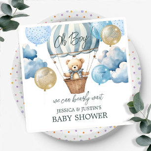 Serviette En Papier Baptême de bébé montgolfière en forme d'ours en pe