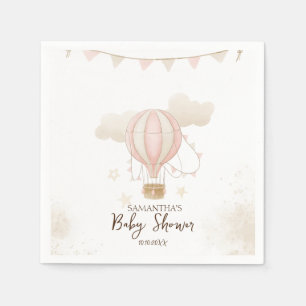 Serviette En Papier Baptême de Bébé Nuage Ballon Aerostatique Rose
